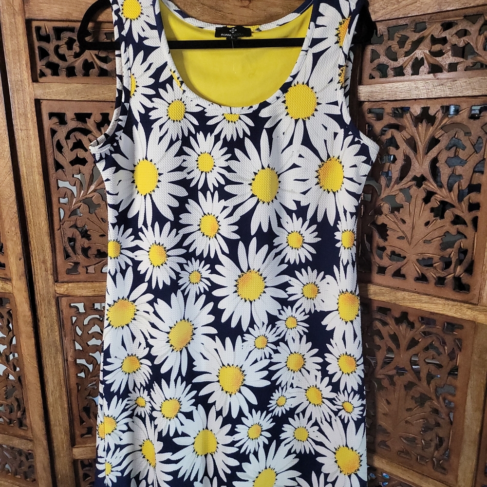Ronni Nicole Floral Sleeveless Dress - Yellow and Black